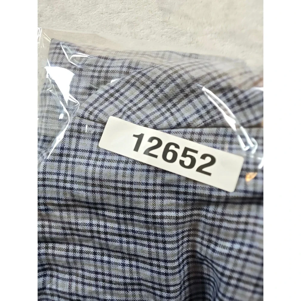 LRL Ralph Lauren 100% Linen Plaid Blazer Men 44R 44 Blue Grey Sport Coat